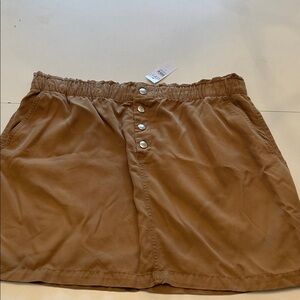 Loft Tan Button-Front Skirt